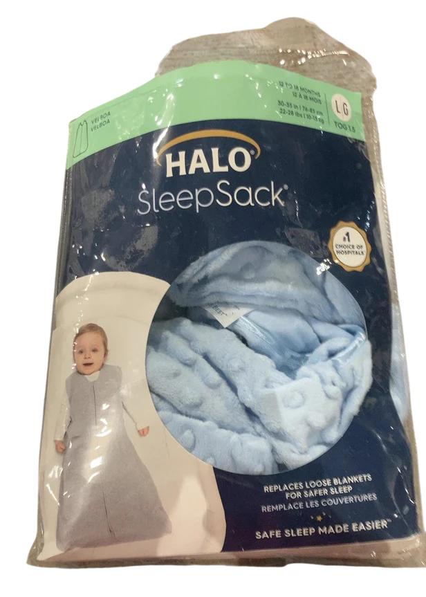 Halo Sleepsack Wearable Blanket, Large (12-18 Months), Blue Plushy Dots Velboa - Image 2