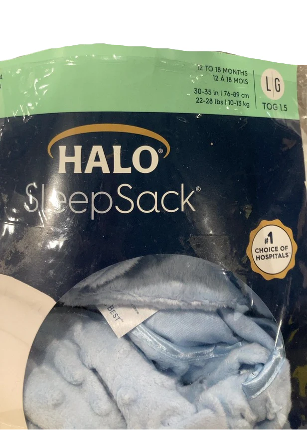 Halo Sleepsack Wearable Blanket, Large (12-18 Months), Blue Plushy Dots Velboa - Image 3