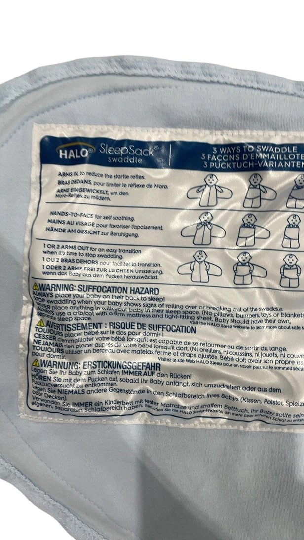 Halo SuperSoft SleepSack Swaddle, Blue Fog, Small - Image 5