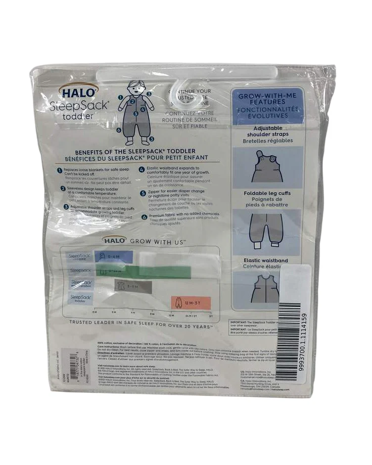 Halo Toddler SleepSack Wearable Blanket, 12-24 Months, Cotton, Grey In the Stars, TOG 1.0 - Image 3