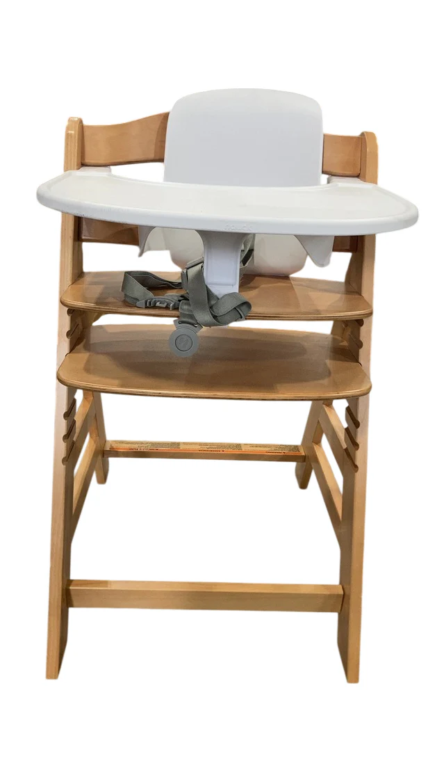 Hauck Alpha+ Adjustable Wooden High Chair Set, Natural, White Set, Without Cushion - Image 2