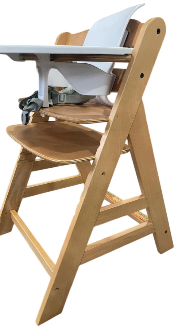 Hauck Alpha+ Adjustable Wooden High Chair Set, Natural, White Set, Without Cushion - Image 4