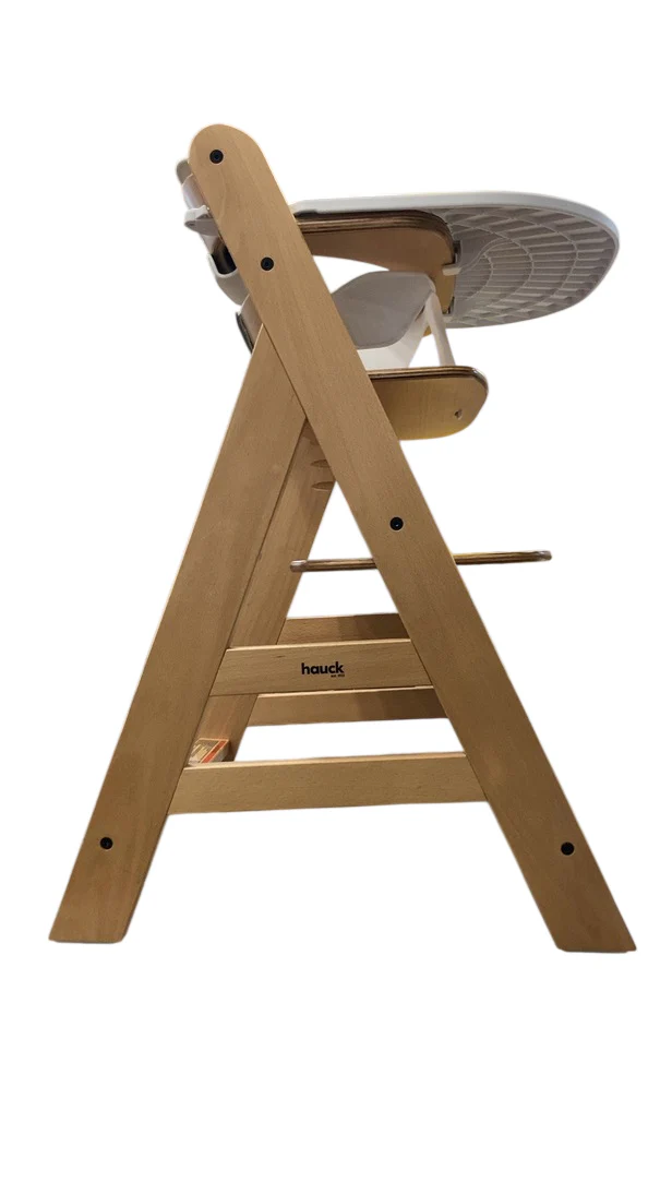 Hauck Alpha+ Grow Along Wooden High Chair Seat with White Removable Tray, Natural/White, With seat harness - Image 2