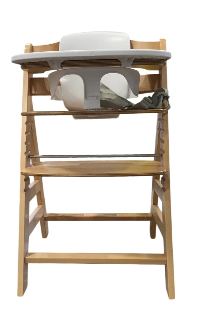 Hauck Alpha+ Grow Along Wooden High Chair Seat with White Removable Tray, Natural/White, With seat harness - Image 3