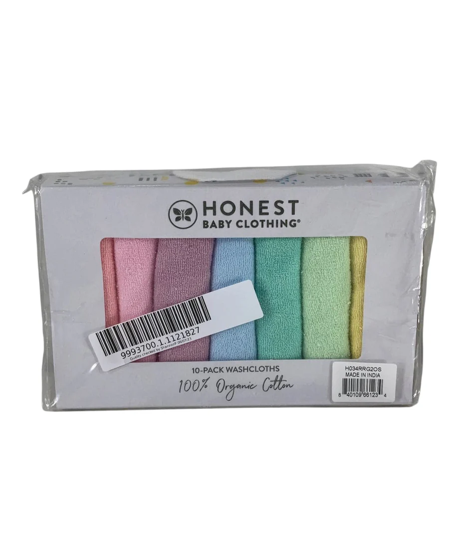 Honest Baby 10 Pack Organic Cotton Wash Cloths, Rainbow Pinks - Image 2