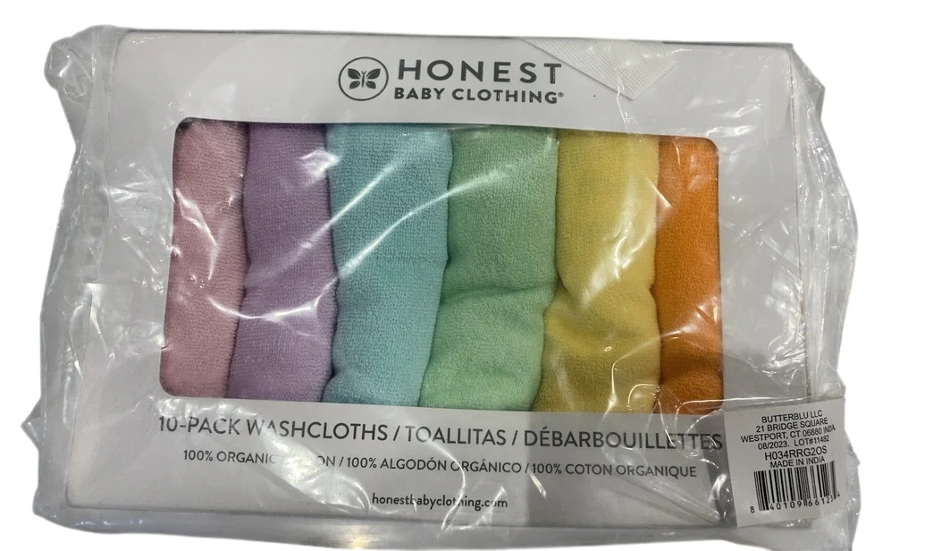 Honest Baby 10 Pack Organic Cotton Wash Cloths, Rainbow Pinks - Image 4