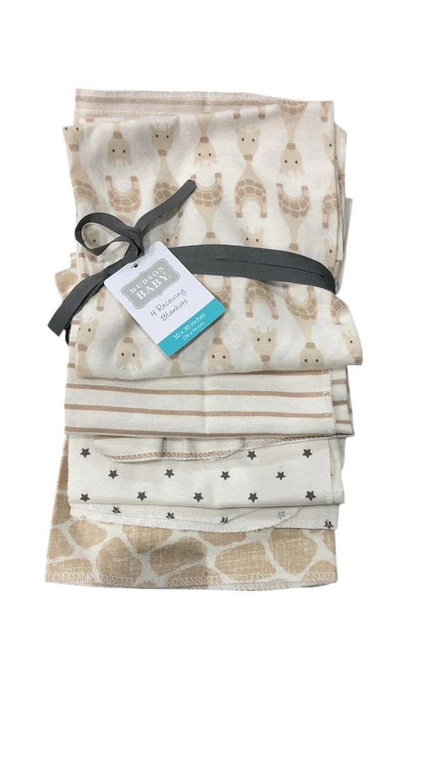 Hudson Baby Set of Receiving Blankets, Set of 4, Neutral Giraffe - Image 2