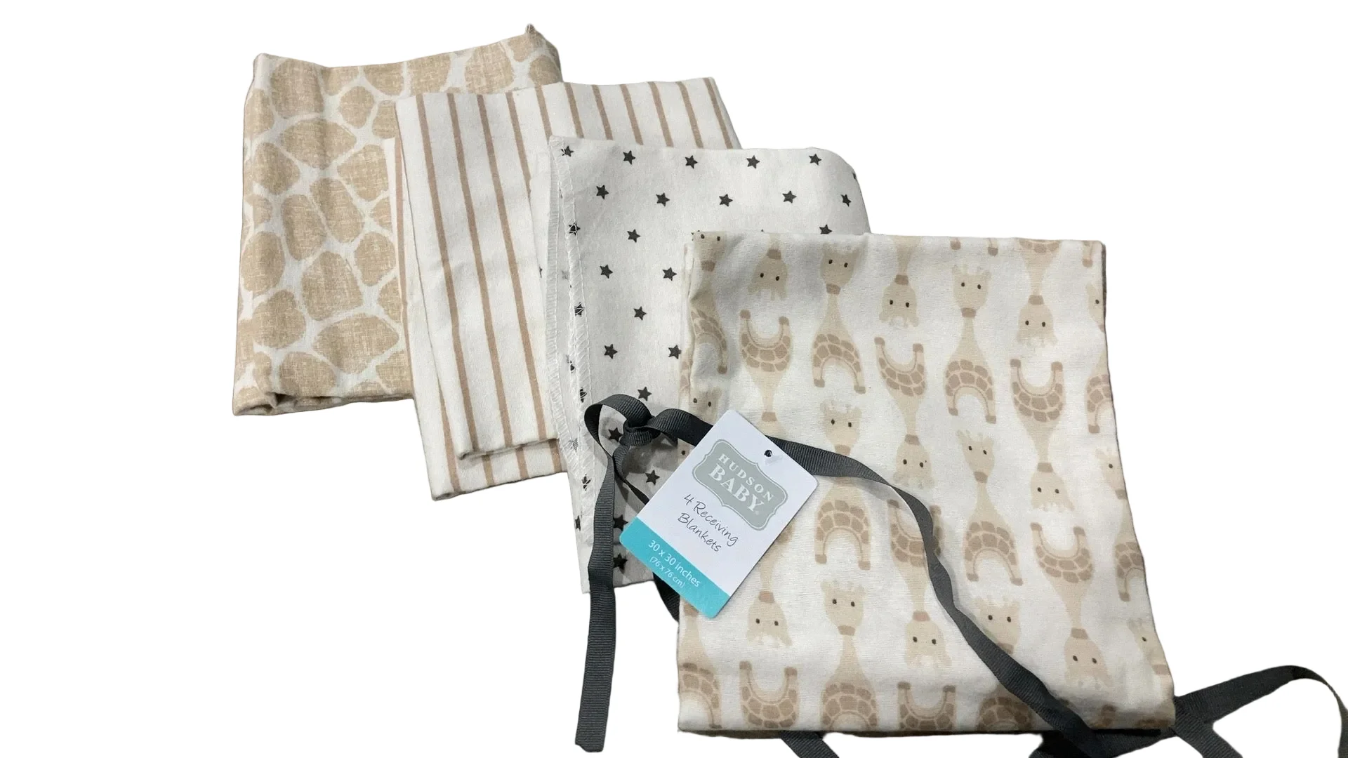 Hudson Baby Set of Receiving Blankets, Set of 4, Neutral Giraffe - Image 3