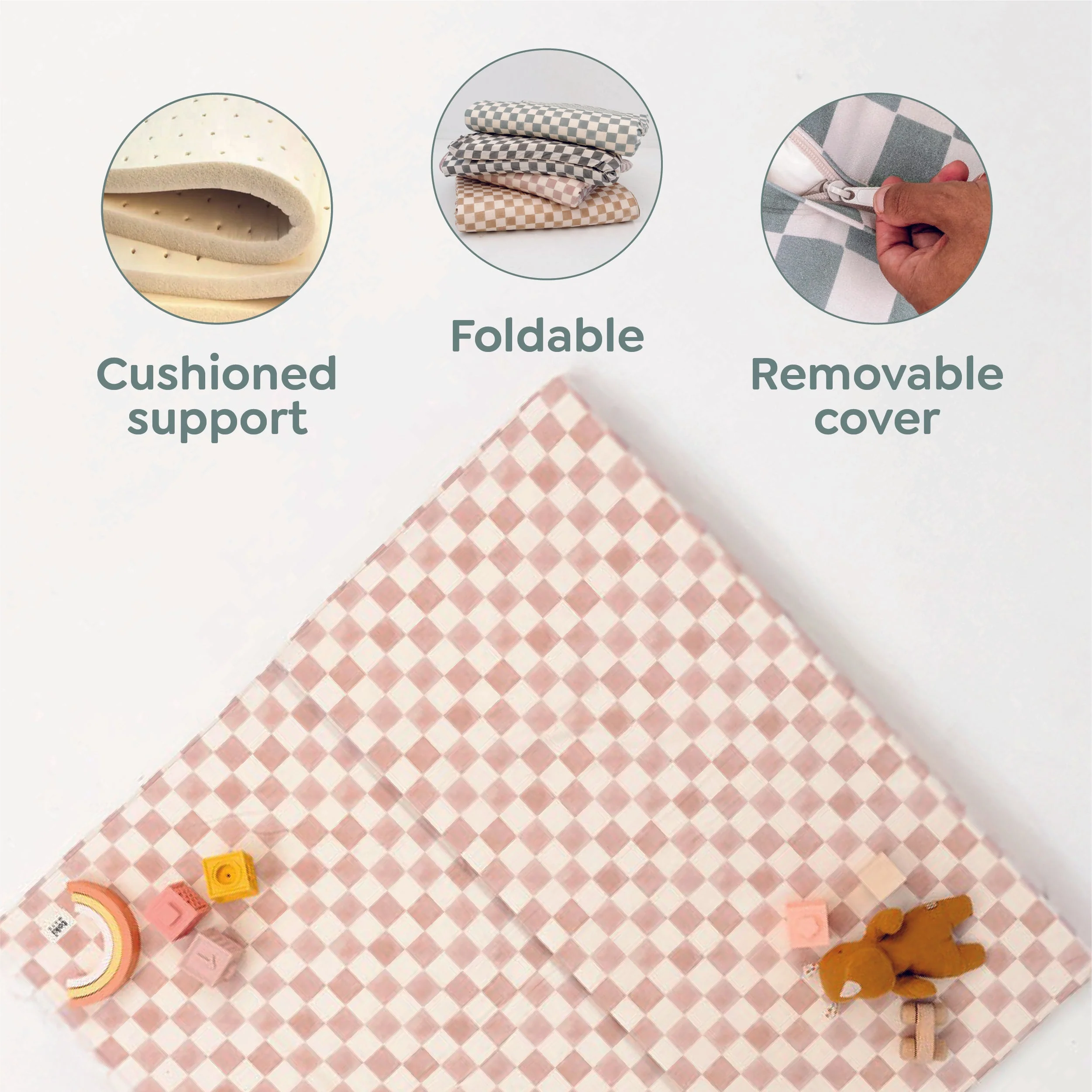 Toki Kids Checker Gumdrop Organic Cotton Mat - Image 12