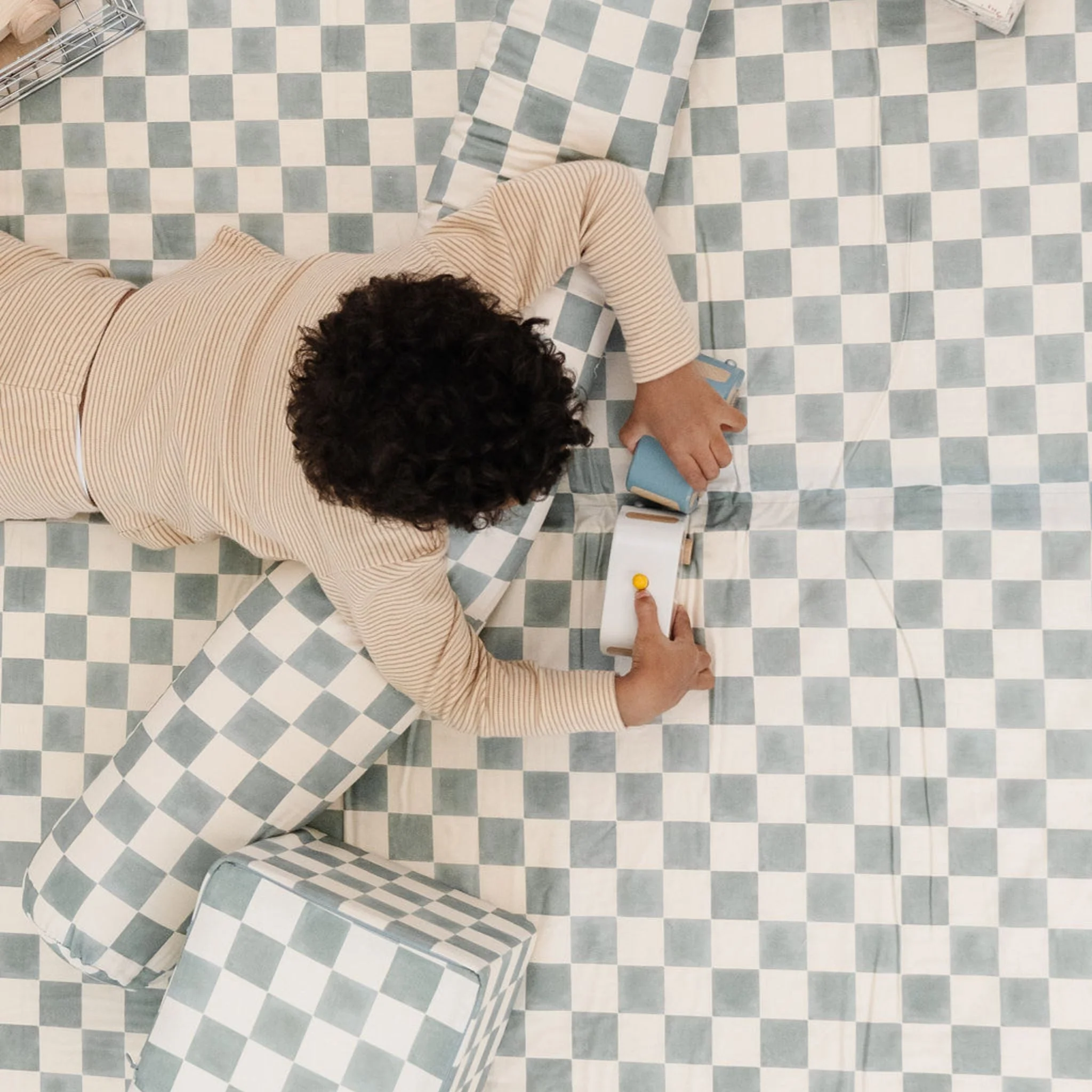 Toki Kids Checker Matcha Organic Cotton Mat - Image 11