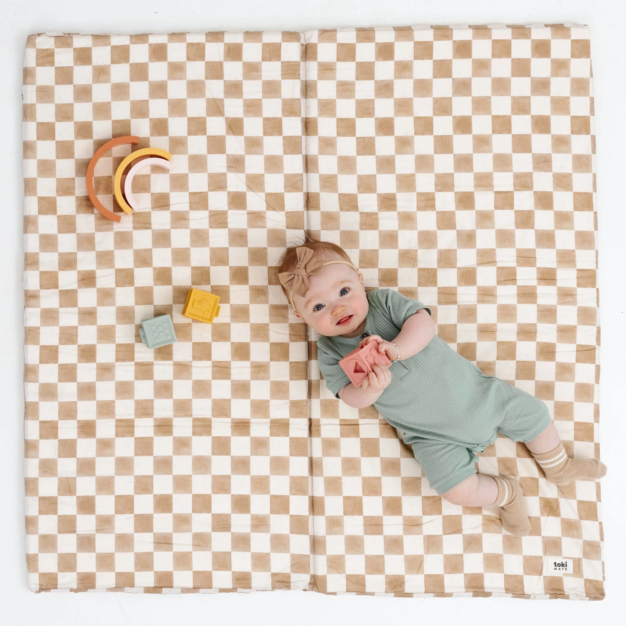 Toki Kids Checker Toffee Organic Cotton Mat - Image 4