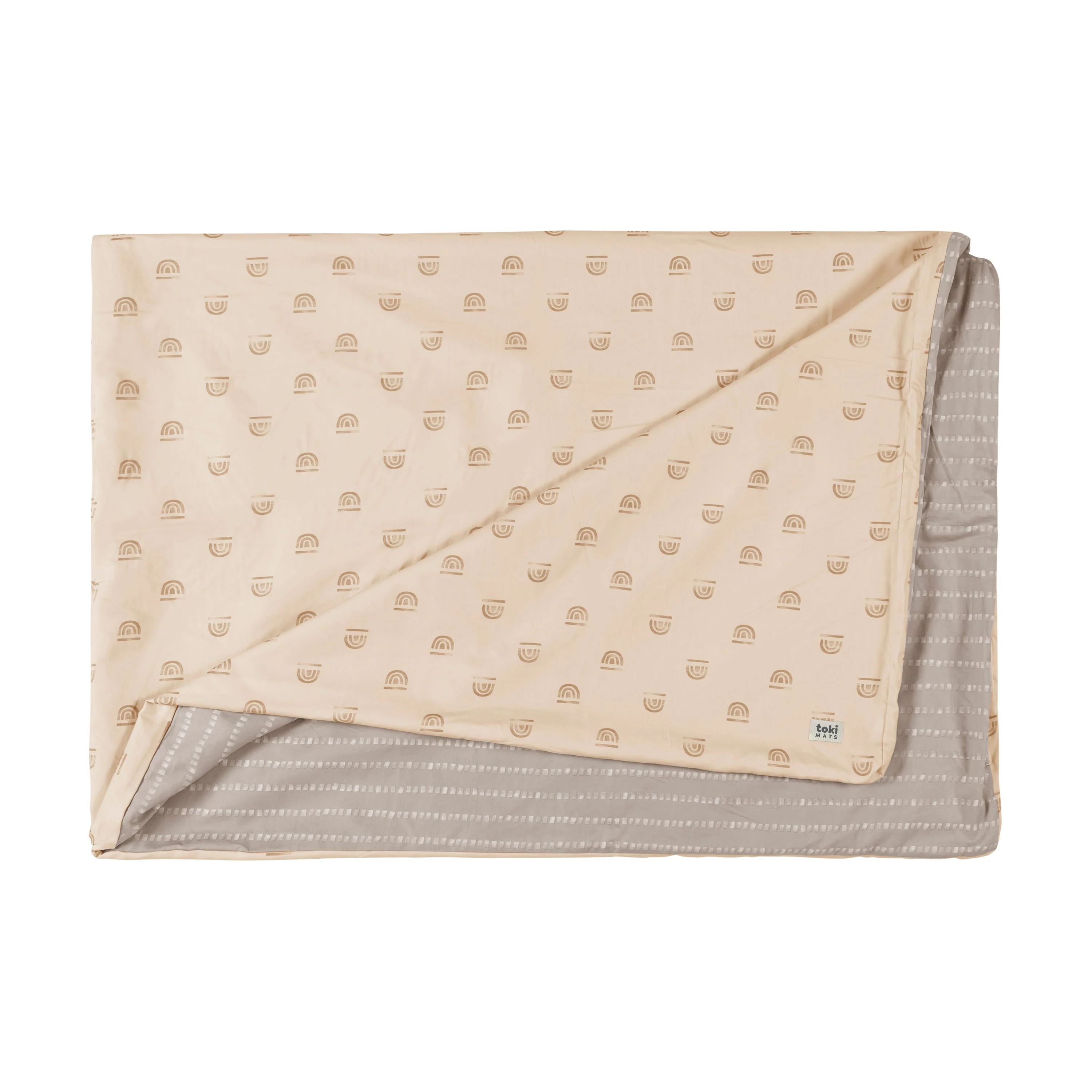 Toki Mats Padded Play Mat Cover, Rainbow Stamp in Cream, Multiple Sizes - Image 2