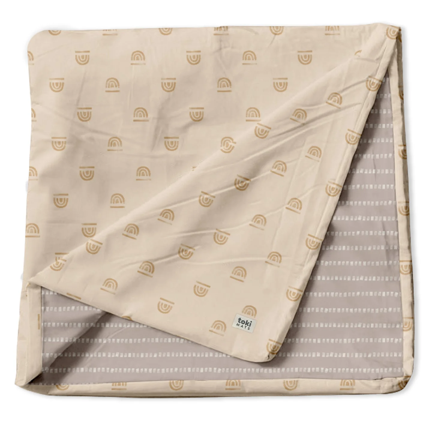 Toki Mats Padded Play Mat Cover, Rainbow Stamp in Cream, Multiple Sizes - Image 3
