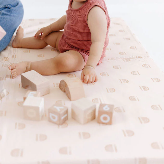 Toki Mats Padded Play Mat Cover, Rainbow Stamp in Cream, Multiple Sizes - Image 8
