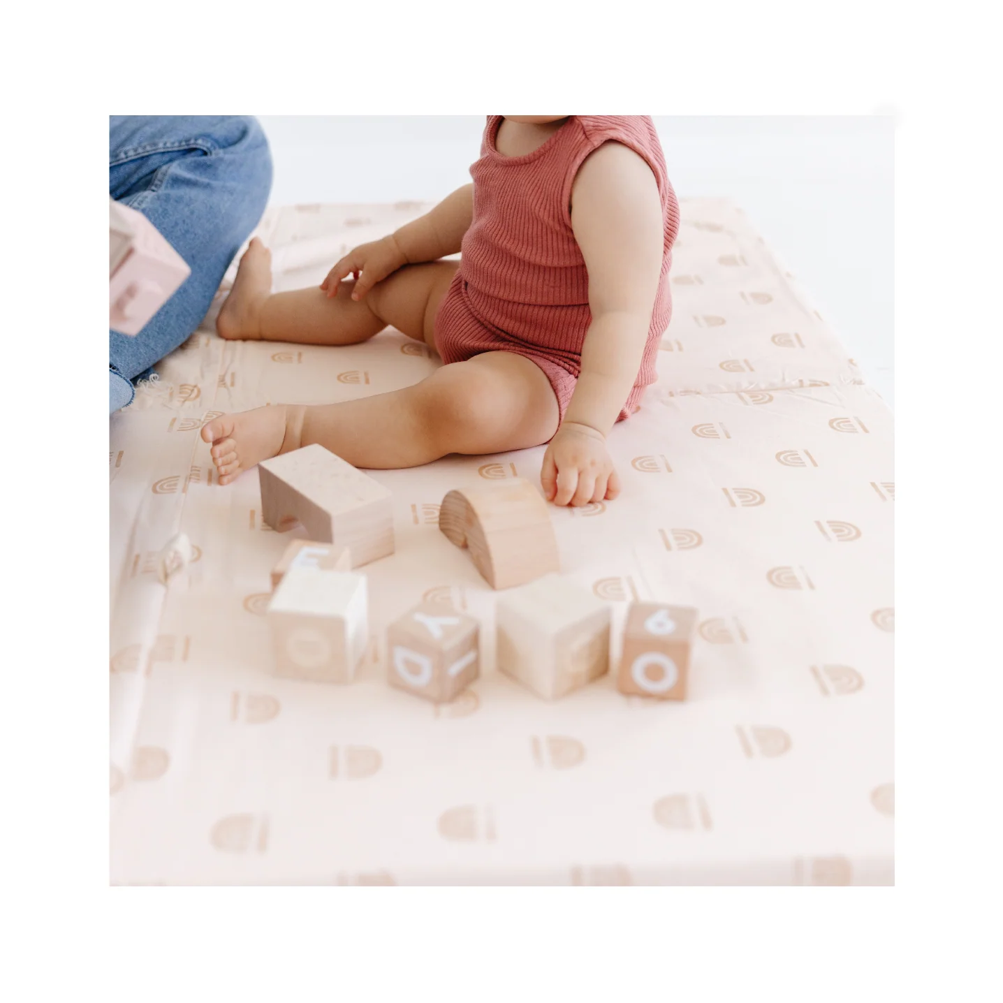 Toki Mats Padded Play Mat, Rainbow Stamp in Cream, Multiple Sizes - Image 6
