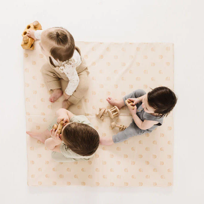 Toki Mats Padded Play Mat, Rainbow Stamp in Cream Vegan Leather, Multiple Sizes - Image 17