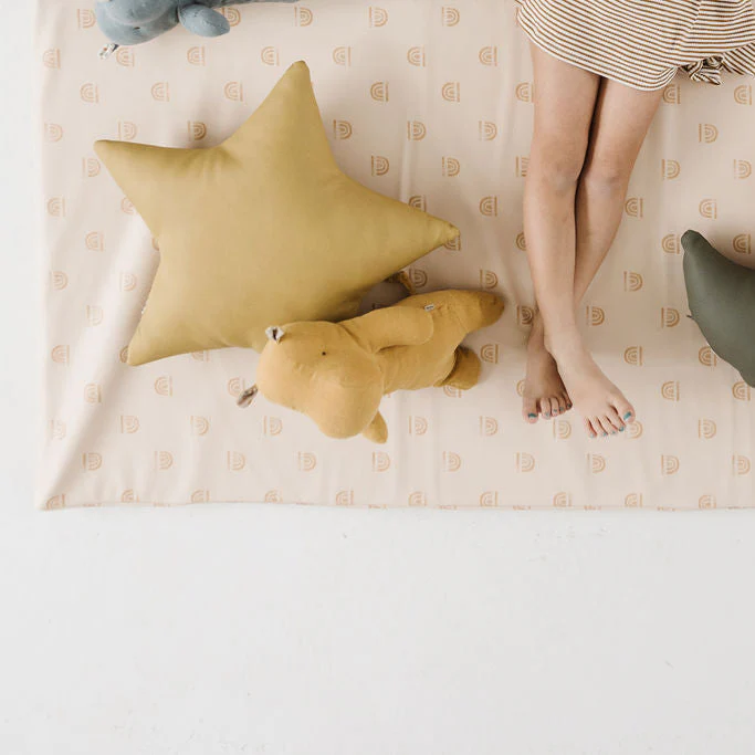 Toki Mats Padded Play Mat, Rainbow Stamp in Cream Vegan Leather, Multiple Sizes - Image 18