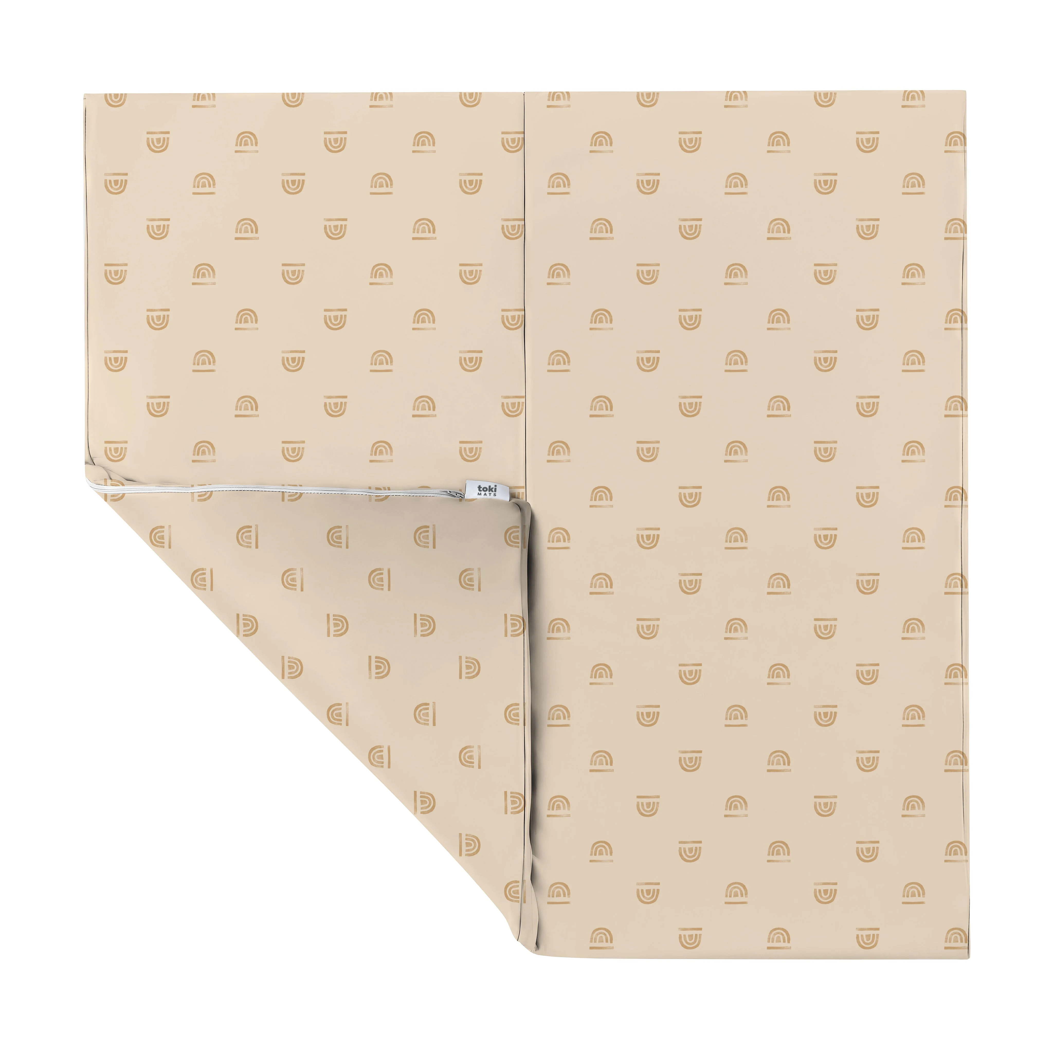 Toki Mats Padded Play Mat, Rainbow Stamp in Cream Vegan Leather, Multiple Sizes - Image 2