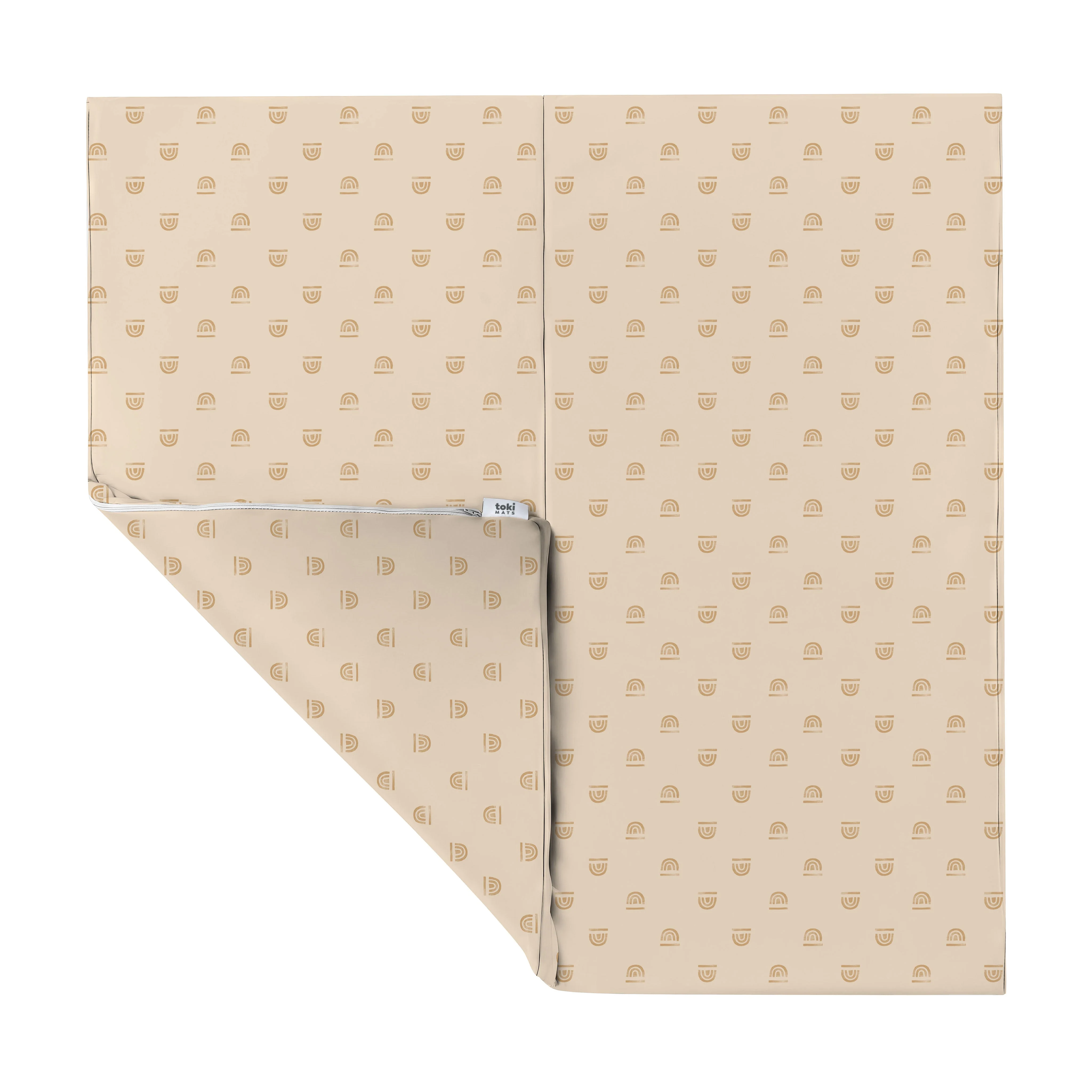 Toki Mats Padded Play Mat, Rainbow Stamp in Cream Vegan Leather, Multiple Sizes - Image 3