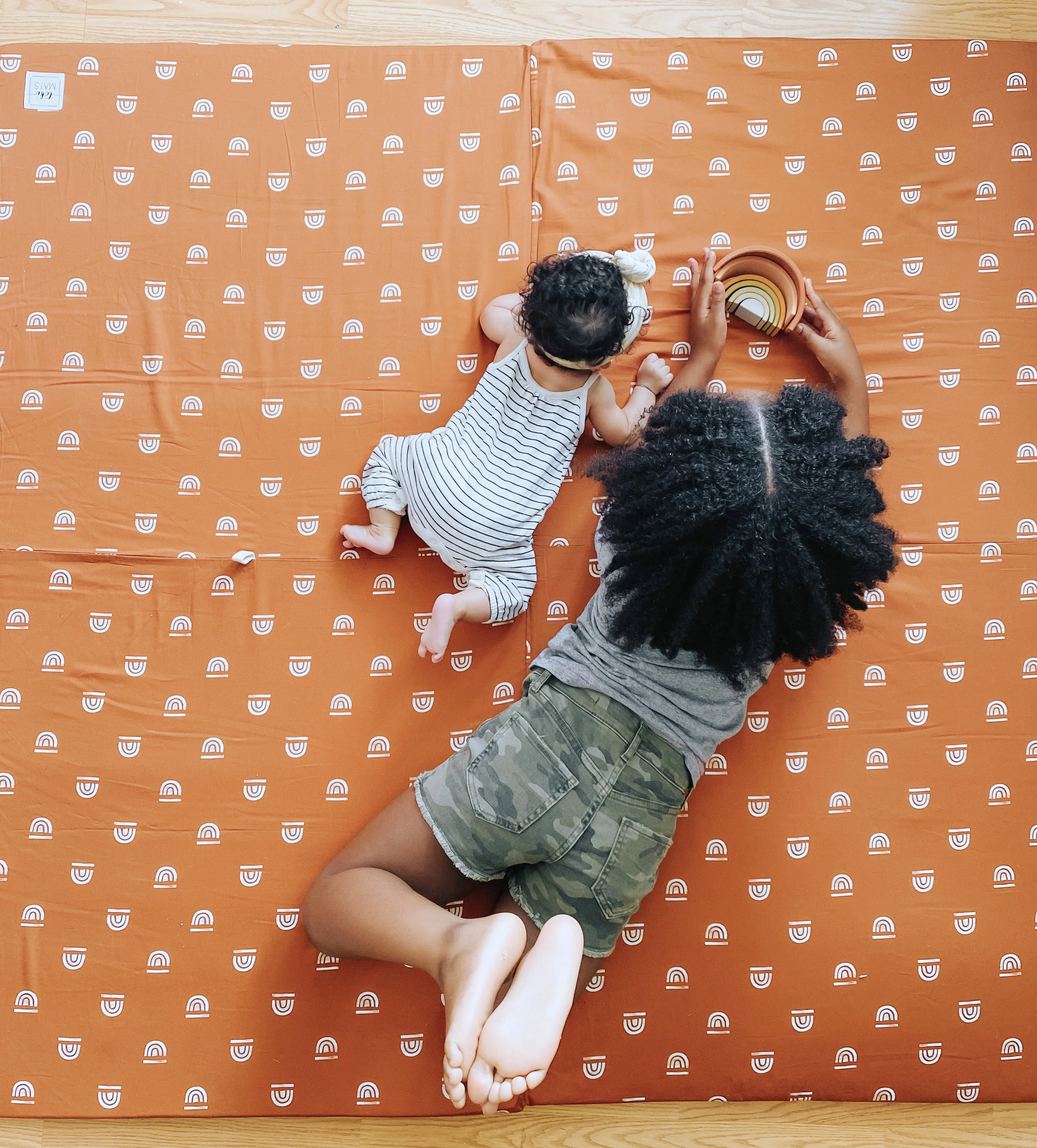 Toki Mats Padded Play Mat, Rainbow Stamp in Rust, Multiple Sizes - Image 14