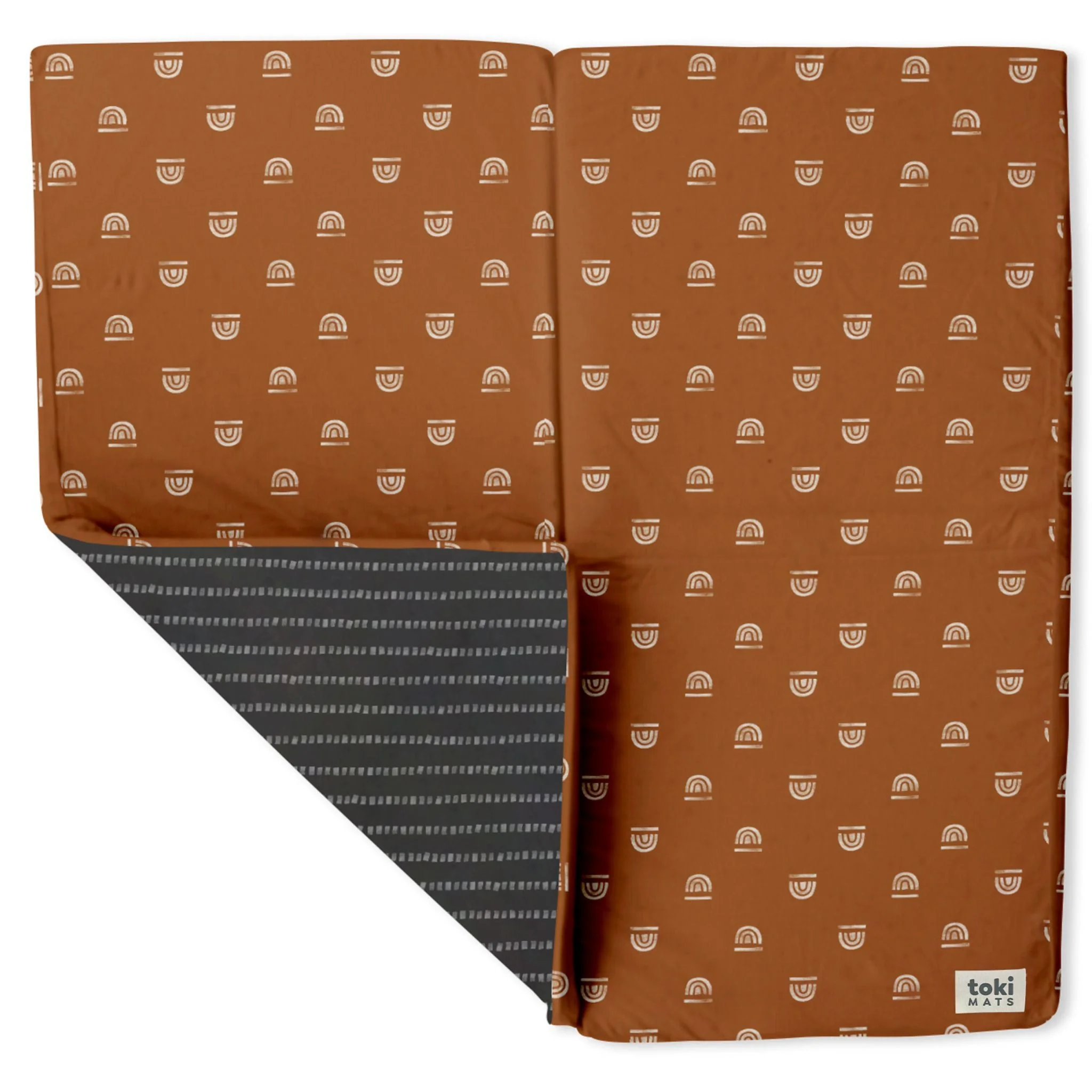 Toki Mats Padded Play Mat, Rainbow Stamp in Rust, Multiple Sizes - Image 4