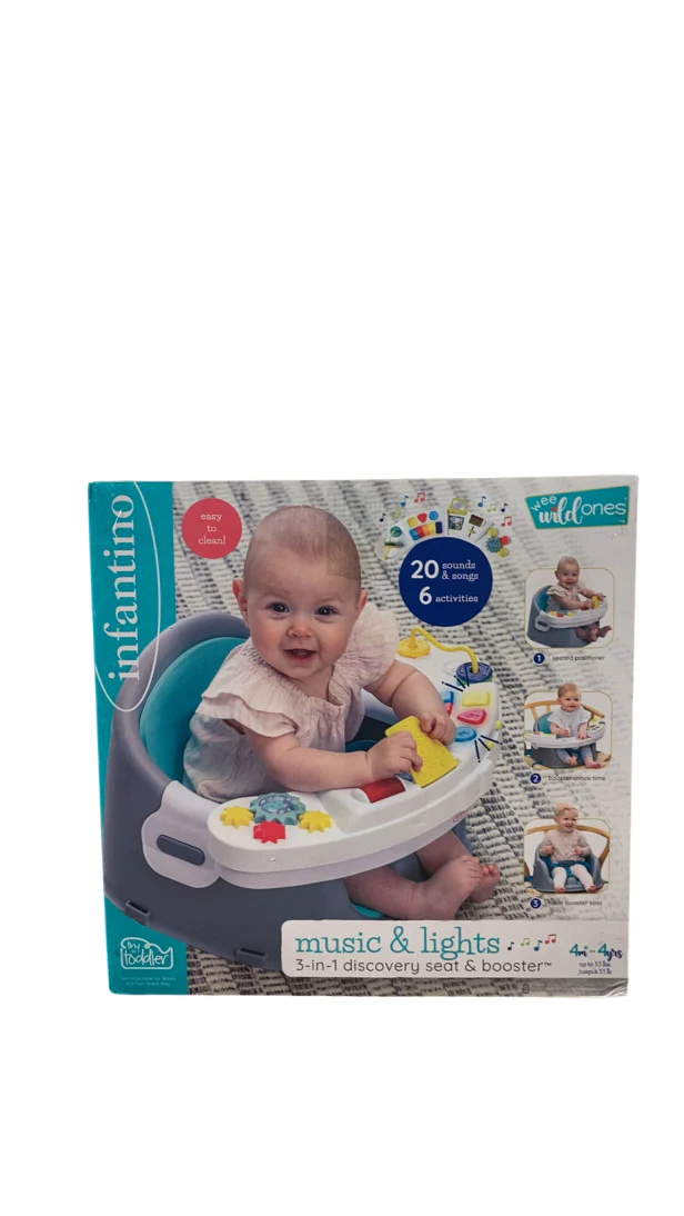 Infantino Music & Lights 3-in-1 Discovery Booster, Teal - Image 6
