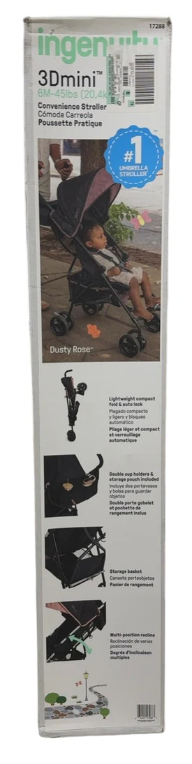 Ingenuity 3D Mini Convenience Stroller, Dusty Rose Pink - Image 4