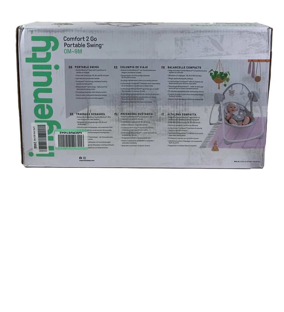 Ingenuity Comfort To Go Portable Swing, Cuddle Lamb - Image 4