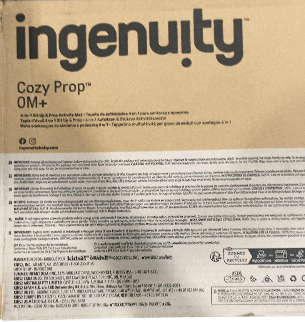 Ingenuity Cozy Prop 4-in-1 Sit Up & Prop Activity Mat, Nate - Image 2