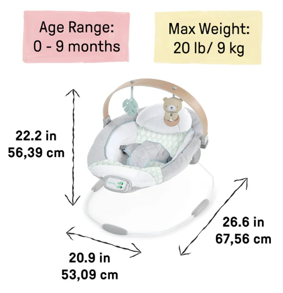 Ingenuity Cozy Spot Soothing Baby Bouncer, Nate - Image 5