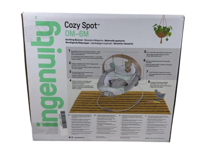 Ingenuity Cozy Spot Soothing Baby Bouncer, Nate - Image 3
