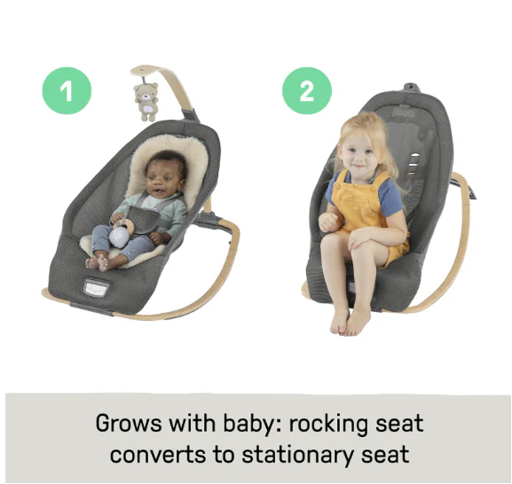 Ingenuity Every Season 2-in-1 Baby Rocker & Seat, Wesley (Grey) - Image 3