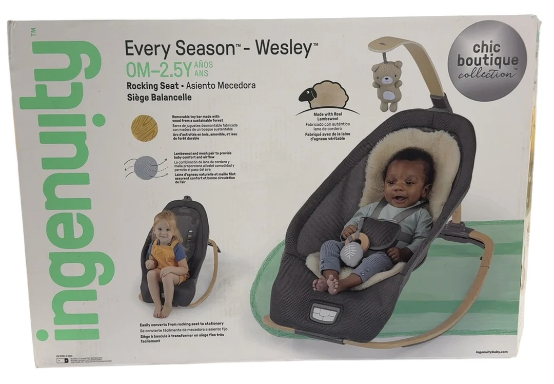 Ingenuity Every Season 2-in-1 Baby Rocker & Seat, Wesley (Grey) - Image 4