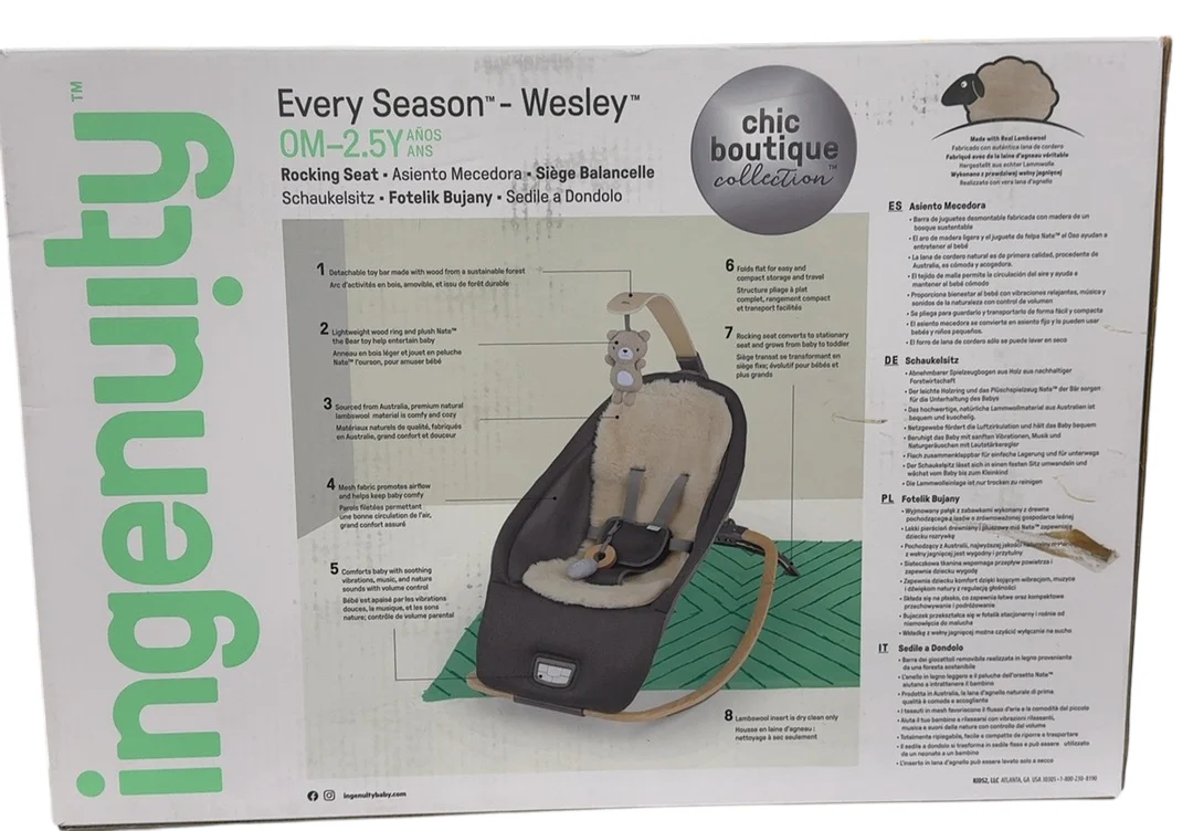 Ingenuity Every Season 2-in-1 Baby Rocker & Seat, Wesley (Grey) - Image 5