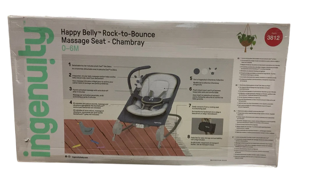 Ingenuity Happy Belly Rock-to-Bounce Massage Seat, Chambray - Image 4