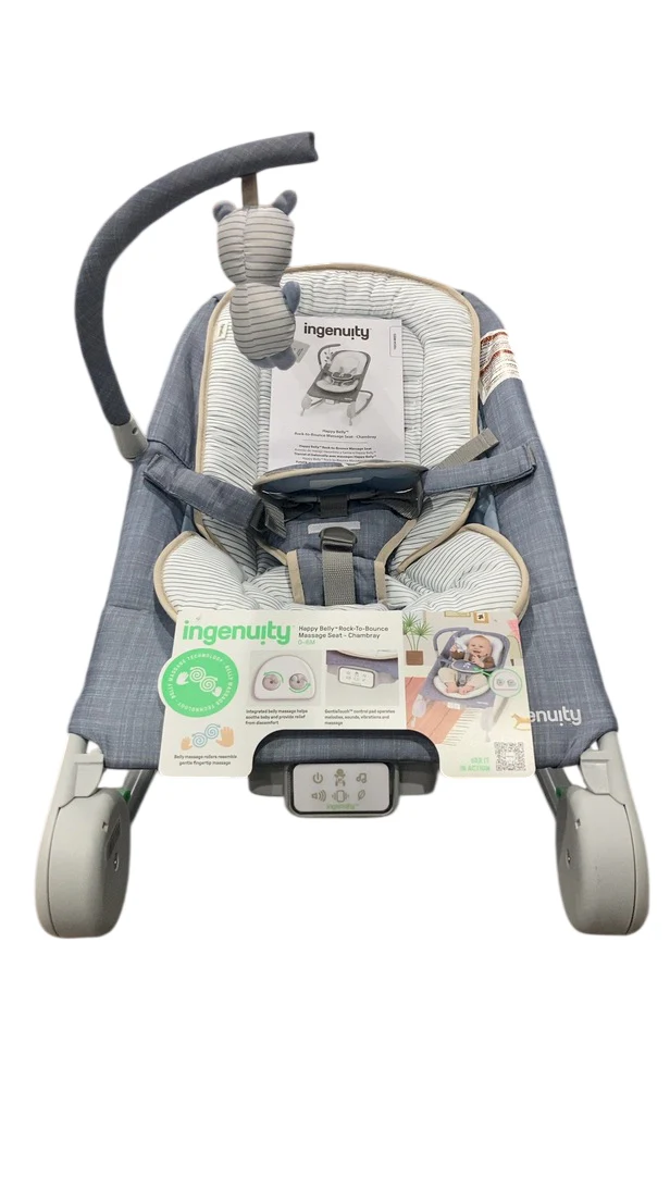Ingenuity Happy Belly Rock-to-Bounce Massage Seat, Chambray