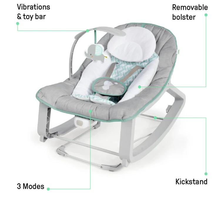 Ingenuity Keep Cozy 3-in-1 Grow With Me Bouncer & Rocker, Weaver - Image 2