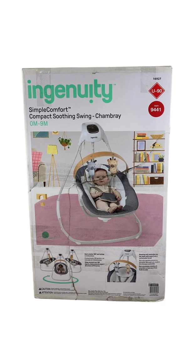 Ingenuity Simple Comfort 2-in-1 Swing Rocker, Chambray - Image 2