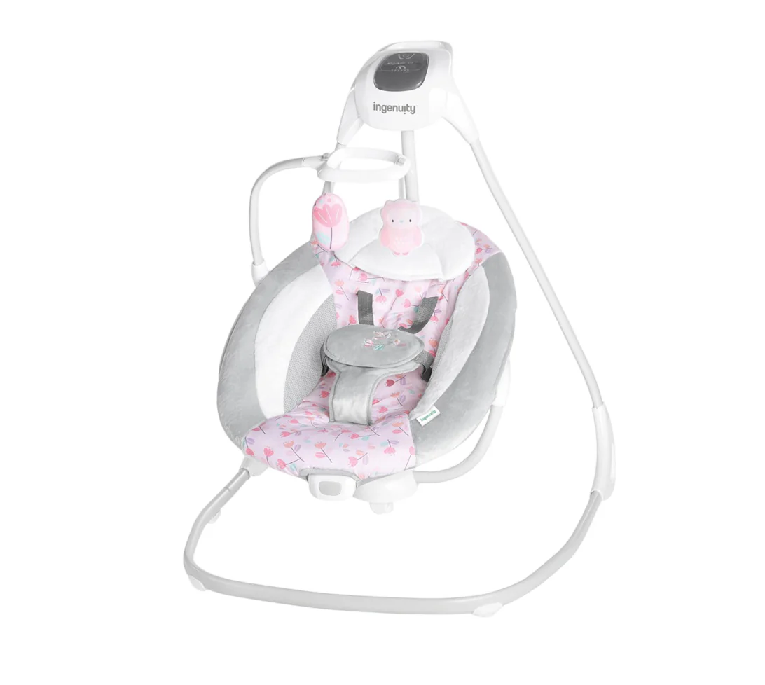 Ingenuity Simple Comfort 2-in-1 Swing Rocker, Pink Cassidy