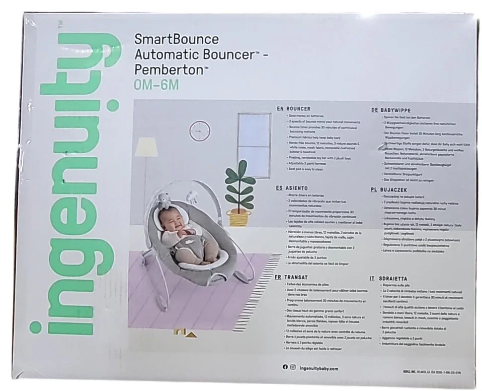 Ingenuity SmartBounce Automatic Bouncer, Pemberton - Image 4