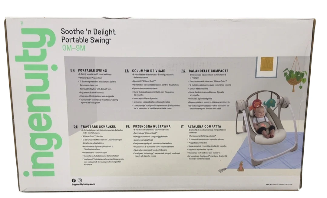 Ingenuity Soothe N Delight Portable Swing, Cozy Kingdom - Image 3