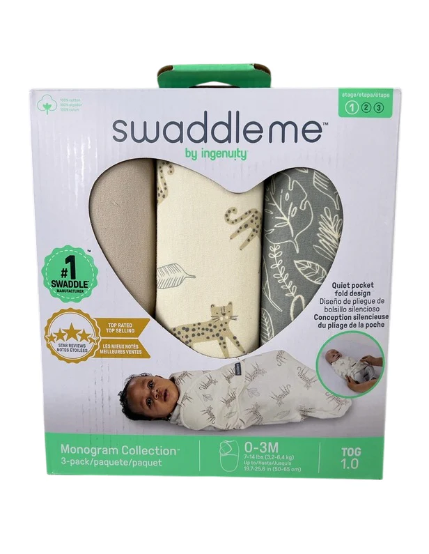 Ingenuity SwaddleMe Monogram Collection Swaddle, 0-3 Months, Born Free - Image 2