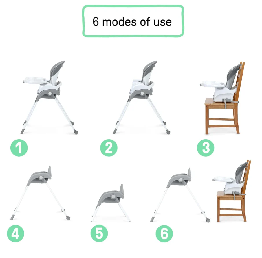 Ingenuity Trio Foldaway 6-in-1 High Chair, Quill - Image 3