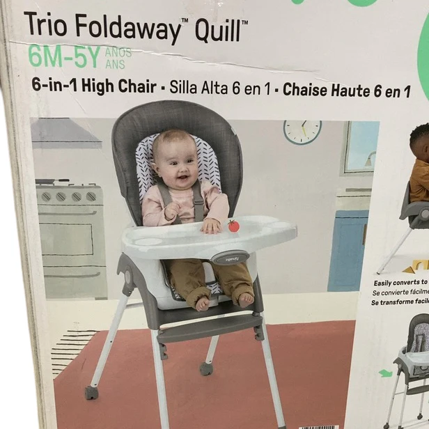 Ingenuity Trio Foldaway 6-in-1 High Chair, Quill - Image 4