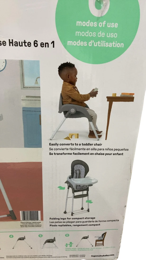 Ingenuity Trio Foldaway 6-in-1 High Chair, Quill - Image 5