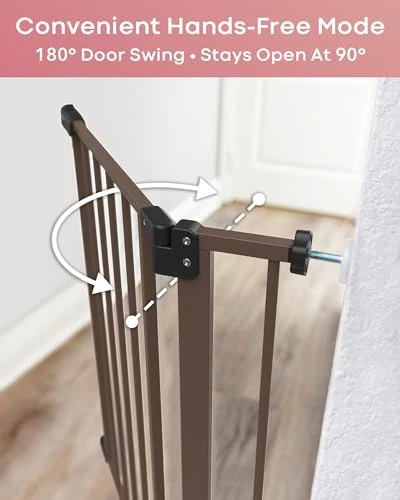 Innotruth Baby Safety Gate, Brown, 28.9-42.1" W x 30" H - Image 3