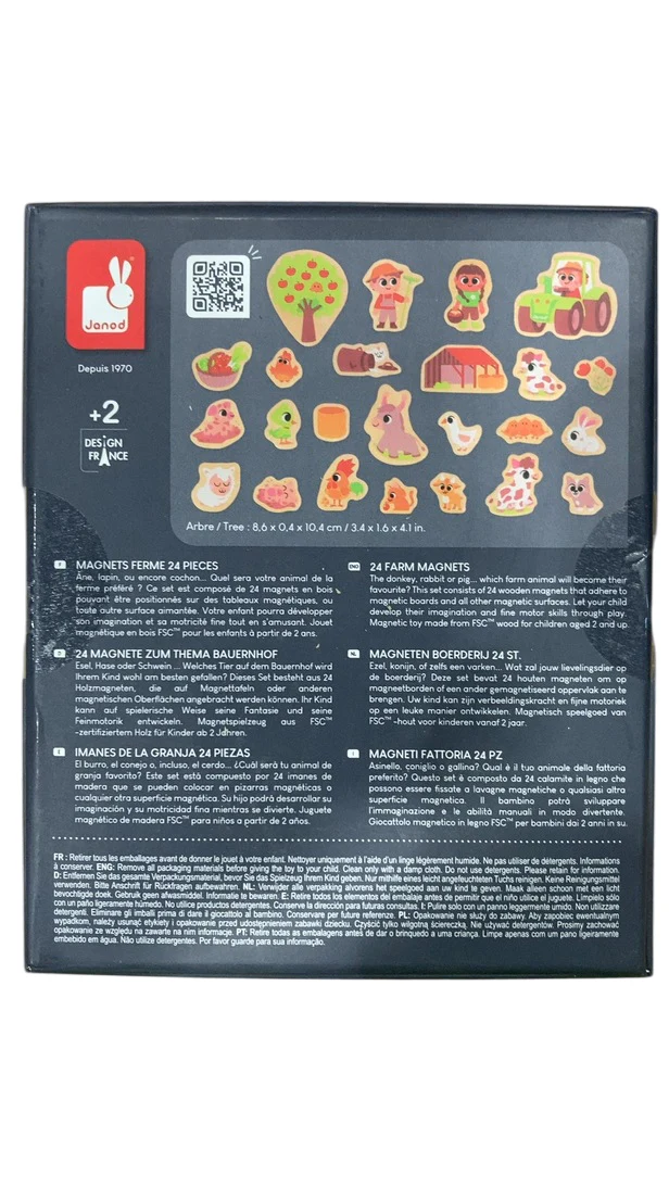 Janod 24 Piece Wooden Magnet Set, Farm - Image 3