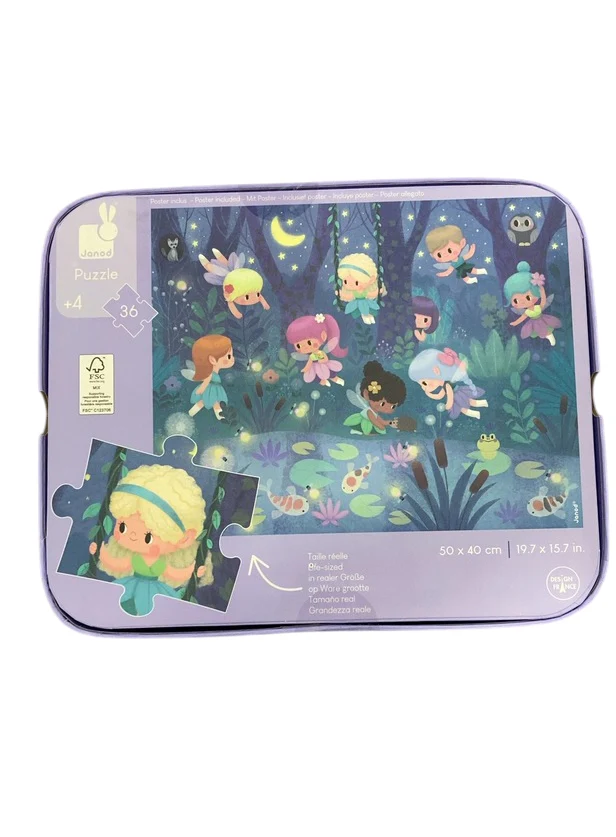 Janod 36 Piece Garden Jigsaw Puzzle, Fairies & Water Lillies - Image 3