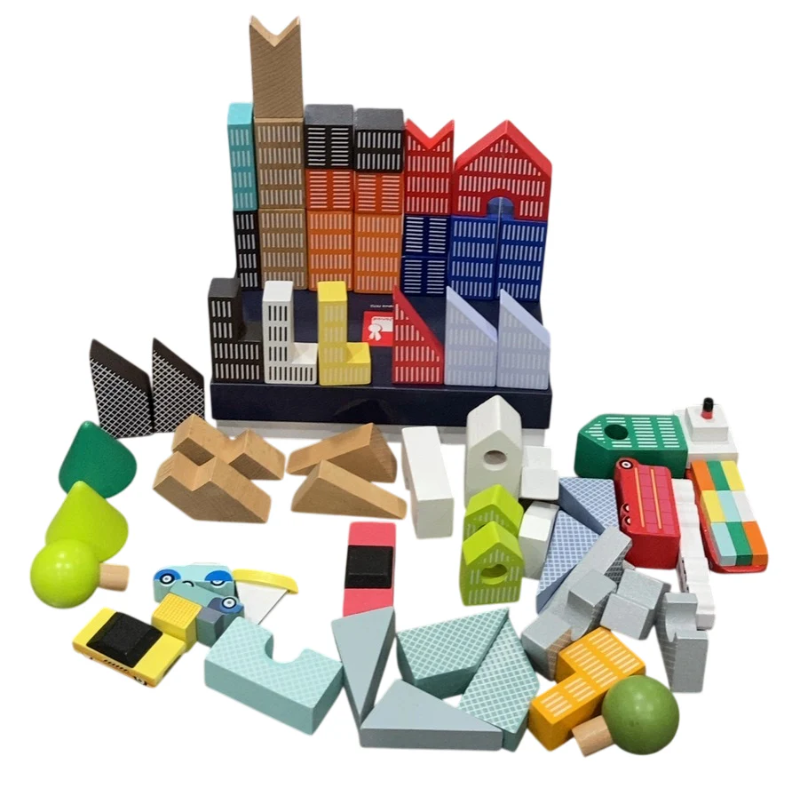 Janod 60 Kubix Blocks + City Puzzle, J08304