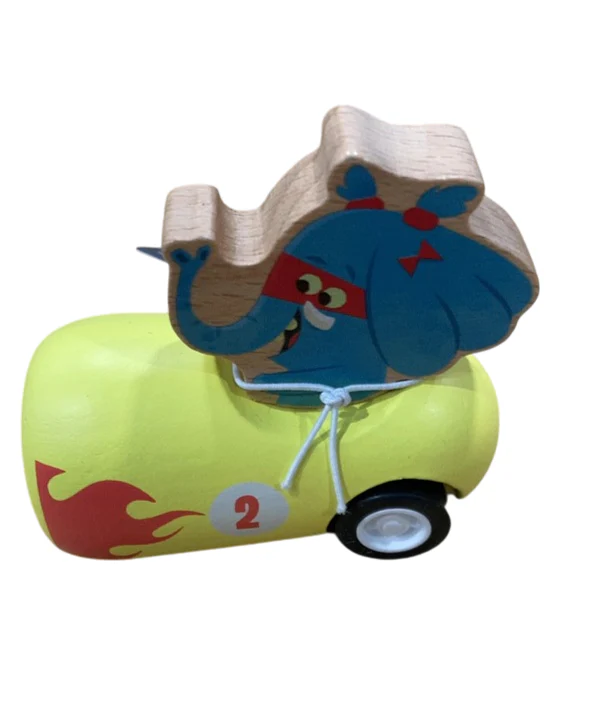 Janod Appelpop Pull-Back Car, Elephant - Image 2